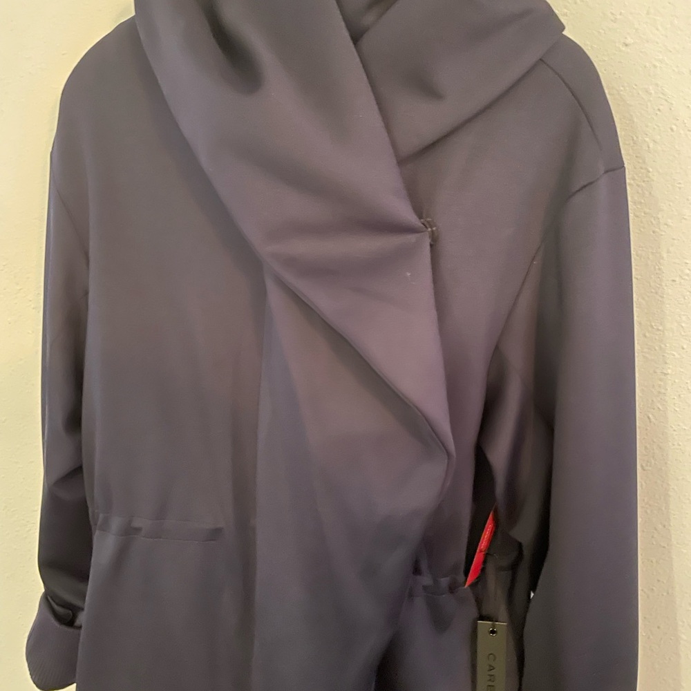NWT CARBON38 WOMENS MED NAVY Lightweight Poly-fill Polyester Jersey Wrap Jacket